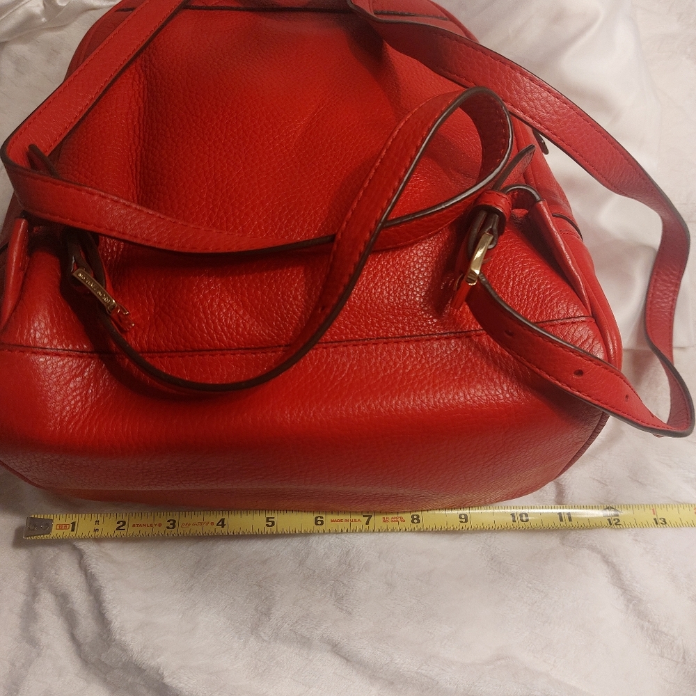 Michael Kors Red Rhea Leather Backpack - Picture 13 of 16